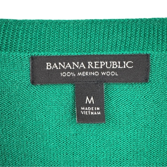 Banana Republic 100% Merino Wool V-Neck Sweater Size Medium Kelly Green - Picture 3 of 4